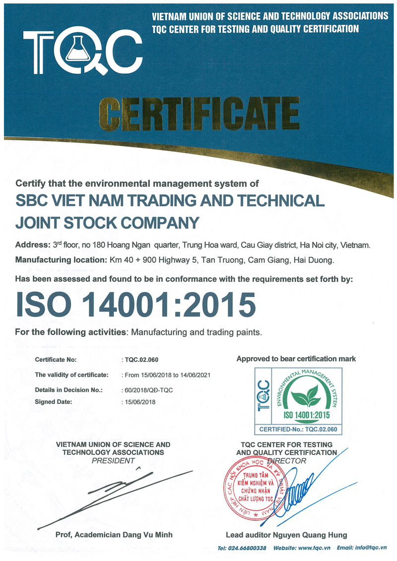 SEICO Thailand CN ISO 14001 2015